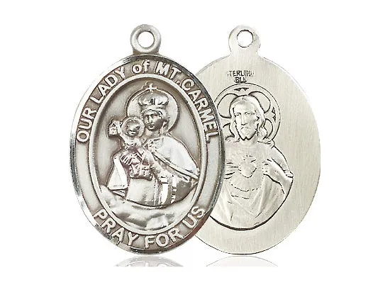 Our Lady Of Mount Carmel Silver Pendant With Chain Religious