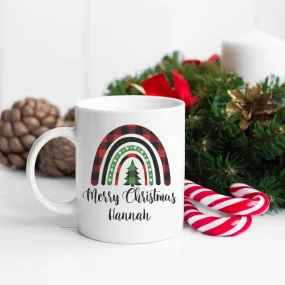 Personalised Plaid Rainbow Mug