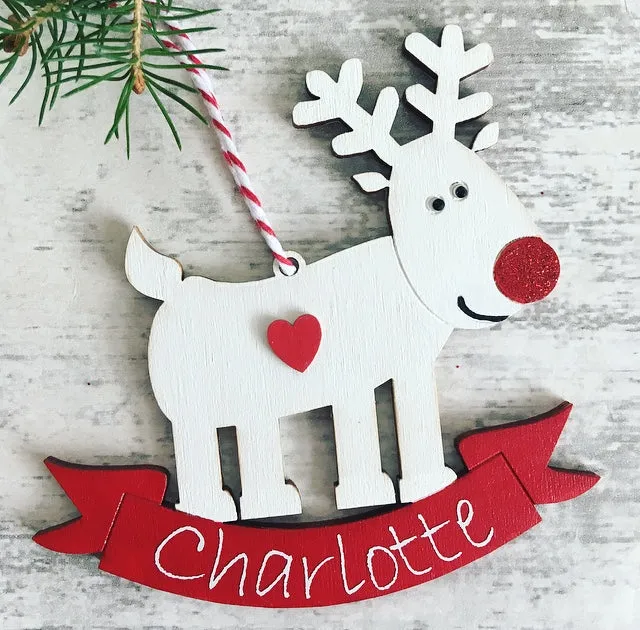 Personalised Reindeer Christmas Tree Decoration Bauble