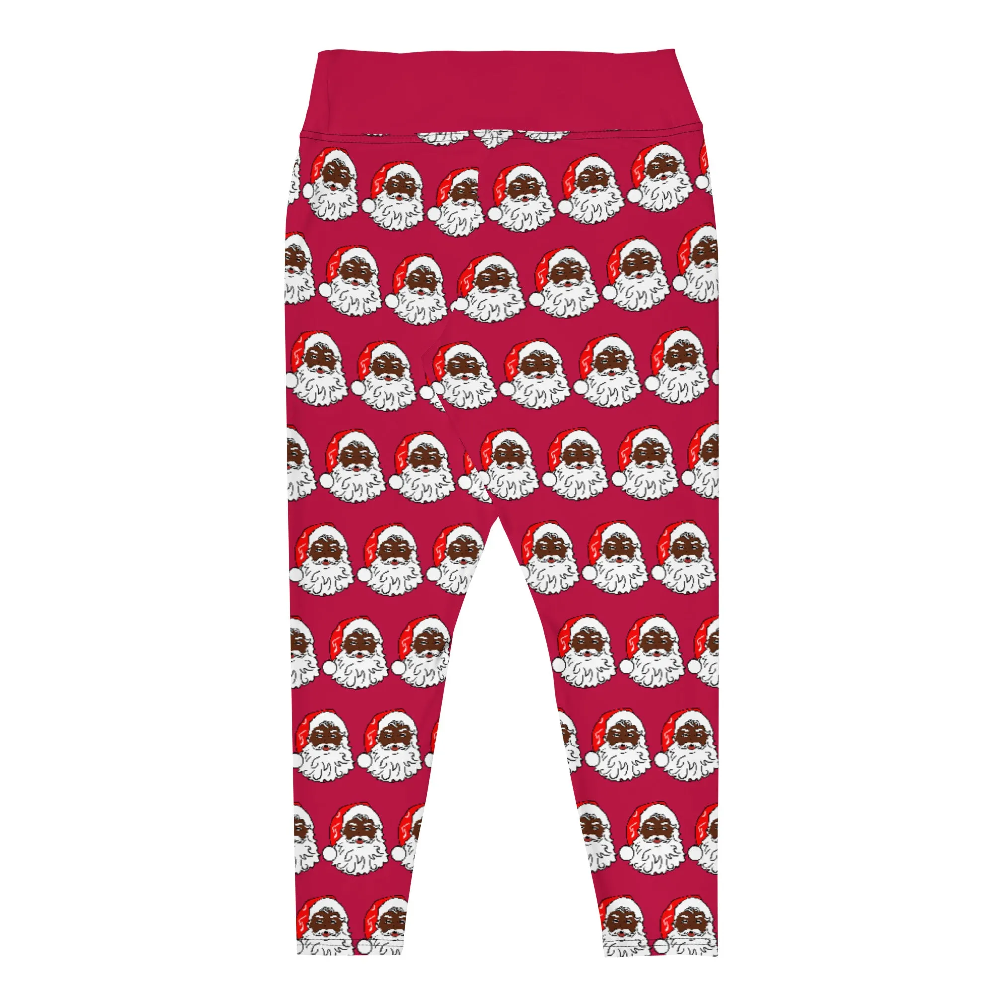 Plus Size Leggings African American Santa Red