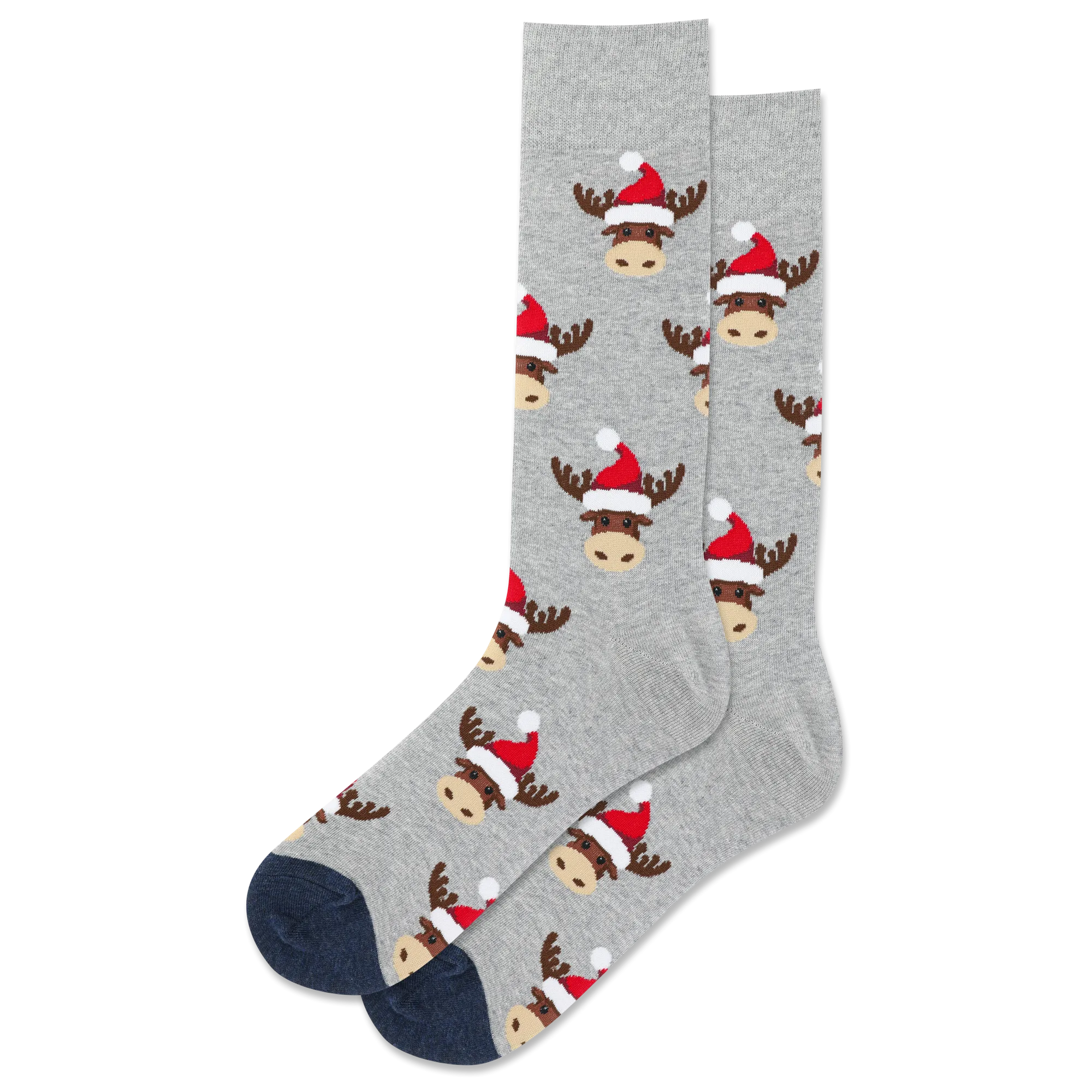 "Moose Head" Cotton Crew Socks by Hot Sox - Large