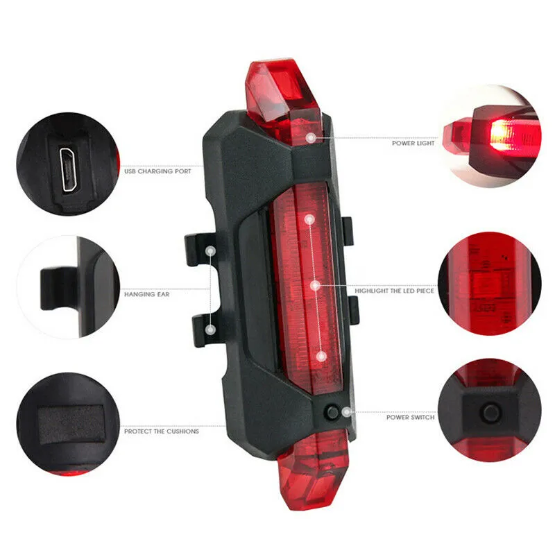 Rechargeable USB LED Bike Warning Tail Light