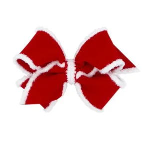 Red velvet bow with white Faux Fur Edge