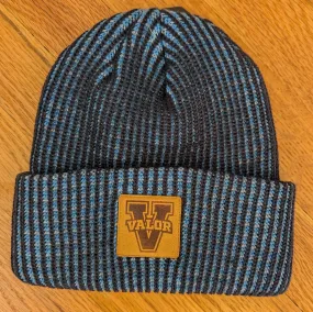 Rib Knit Tri-Color Beanie