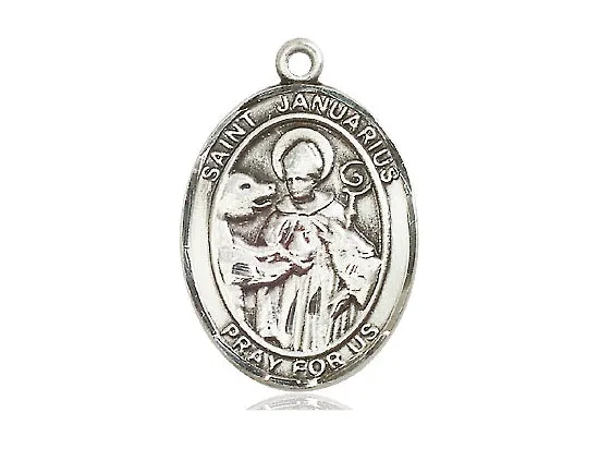 Saint Januarius Silver Pendant With 18 Inch Chain Religious