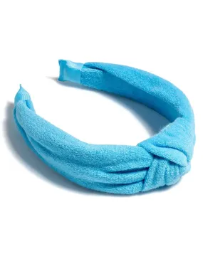 Terry Knotted Headband, Sky Blue