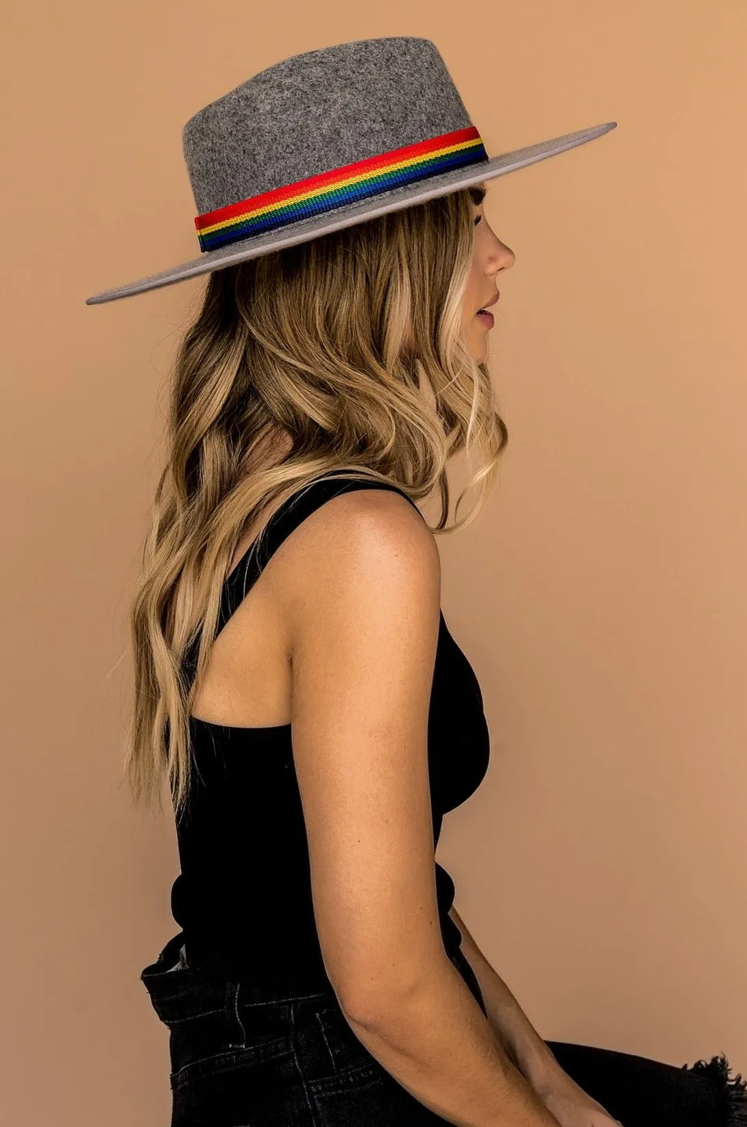 Tessa Stiff Brim Magic Rainbow Banded Hat