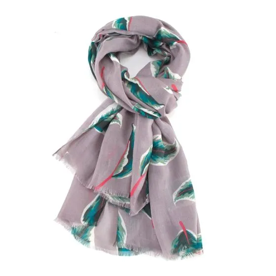 Tropical Leaves Grey Scarf