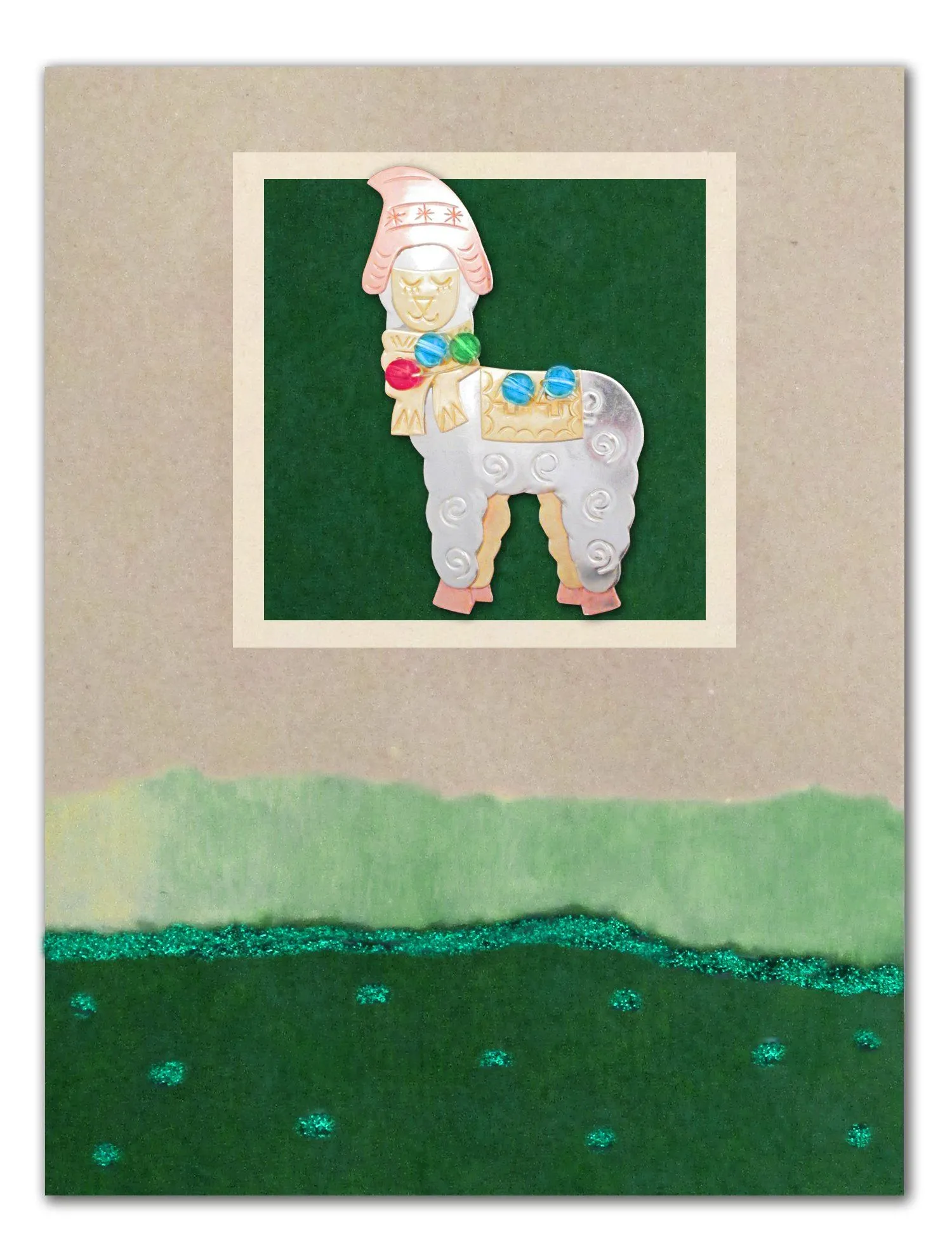 Whimsical Christmas Alpaca Pin Card