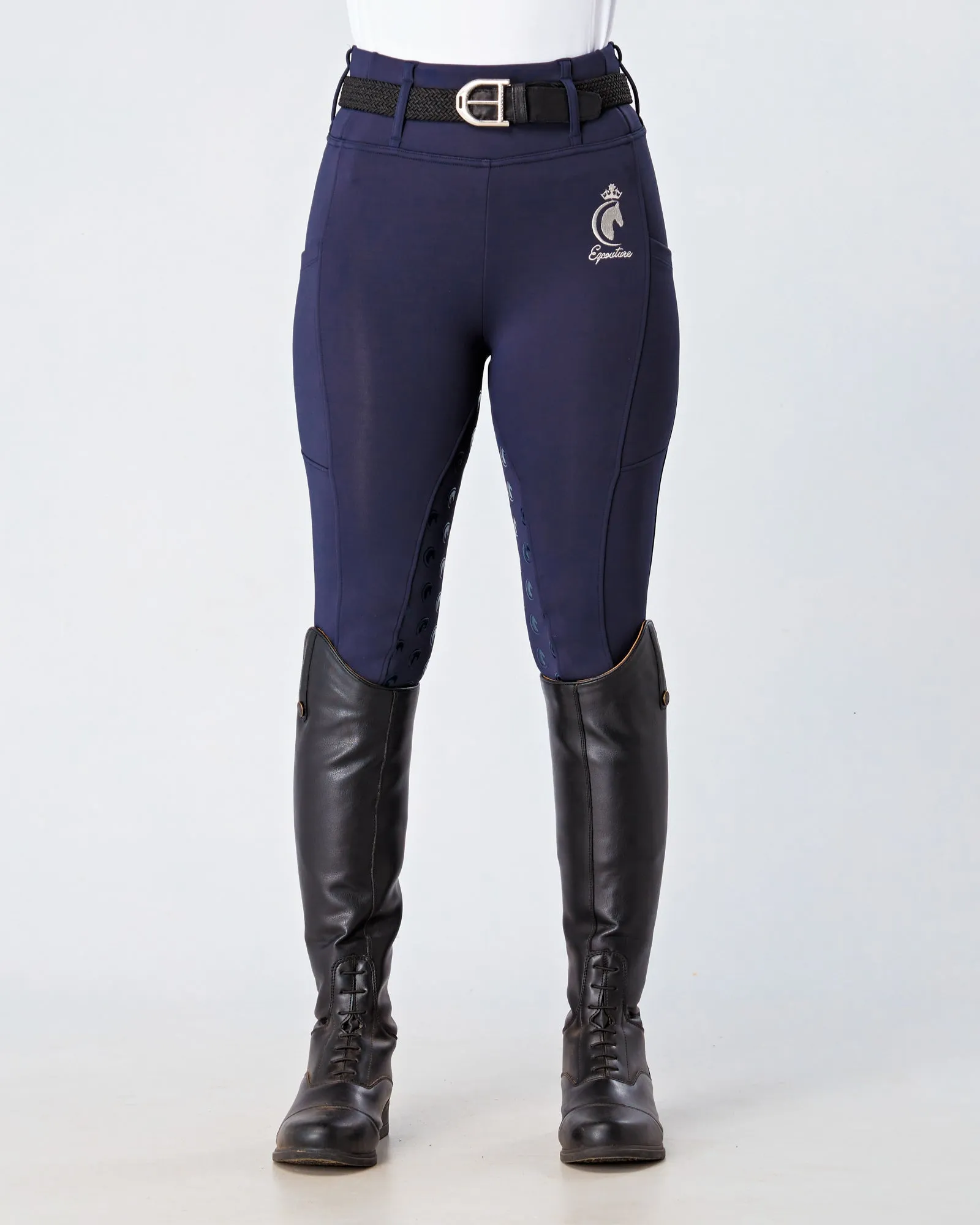 WINTER Thermal Navy Horse Riding Tights / Leggings with pockets  - WATER RESISTANT