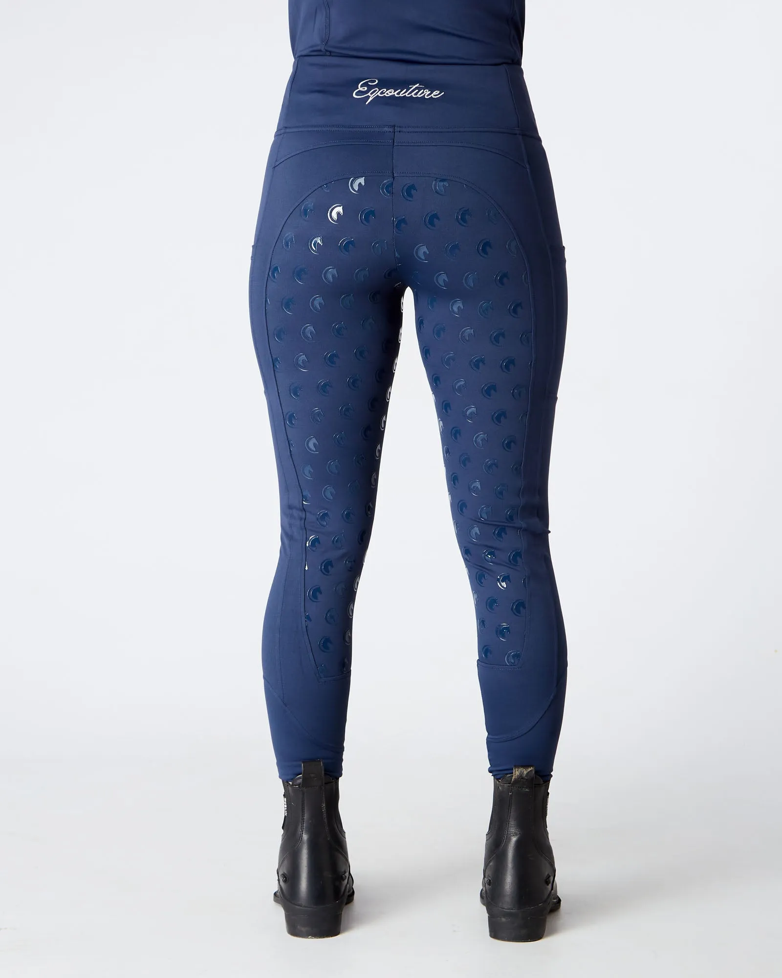 WINTER Thermal Navy Horse Riding Tights / Leggings with pockets  - WATER RESISTANT