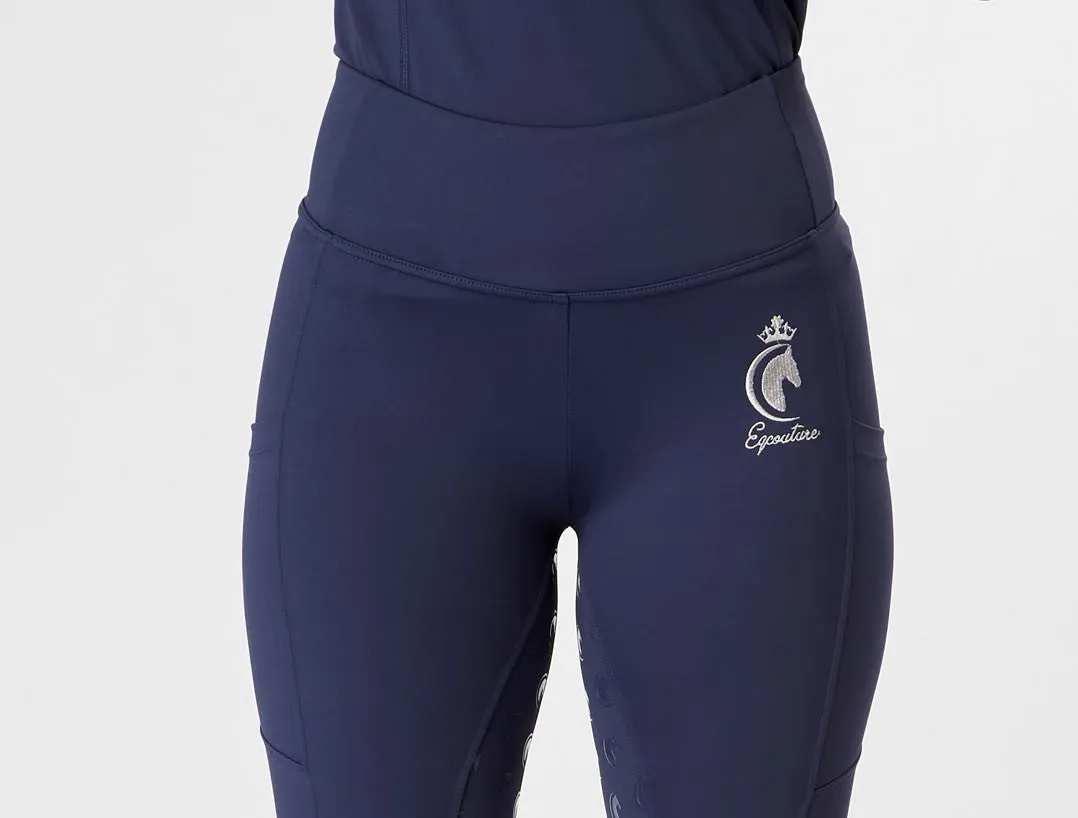 WINTER Thermal Navy Horse Riding Tights / Leggings with pockets  - WATER RESISTANT