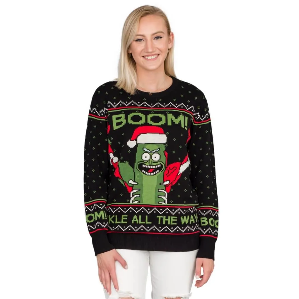 Women's Rick and Morty Boom! PickleRick Ugly Christmas Sweater