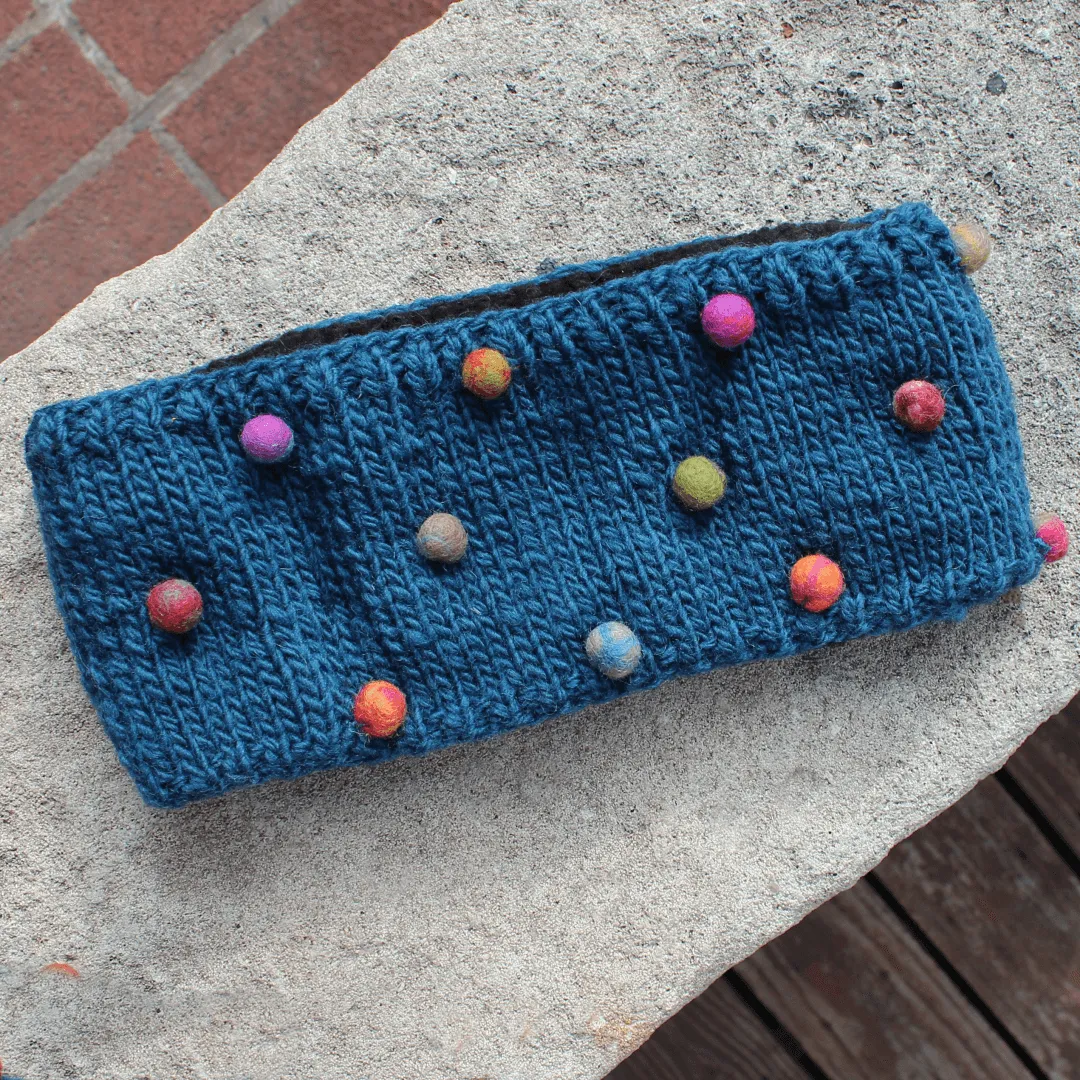 Wool Headband with Felt Dots