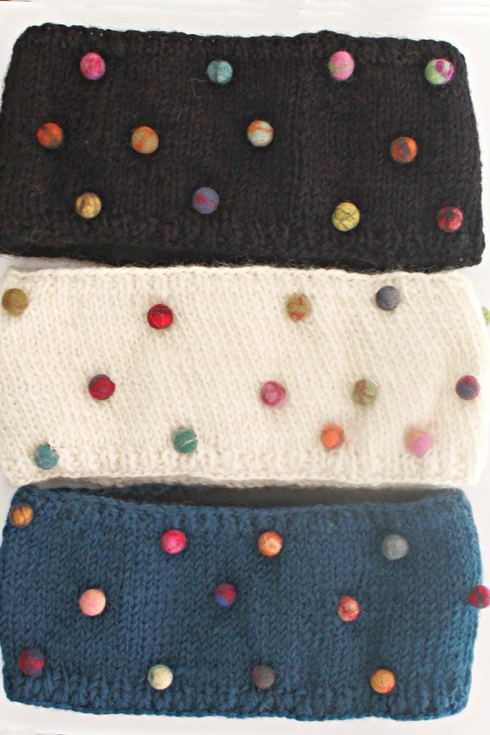 Wool Headband with Felt Dots