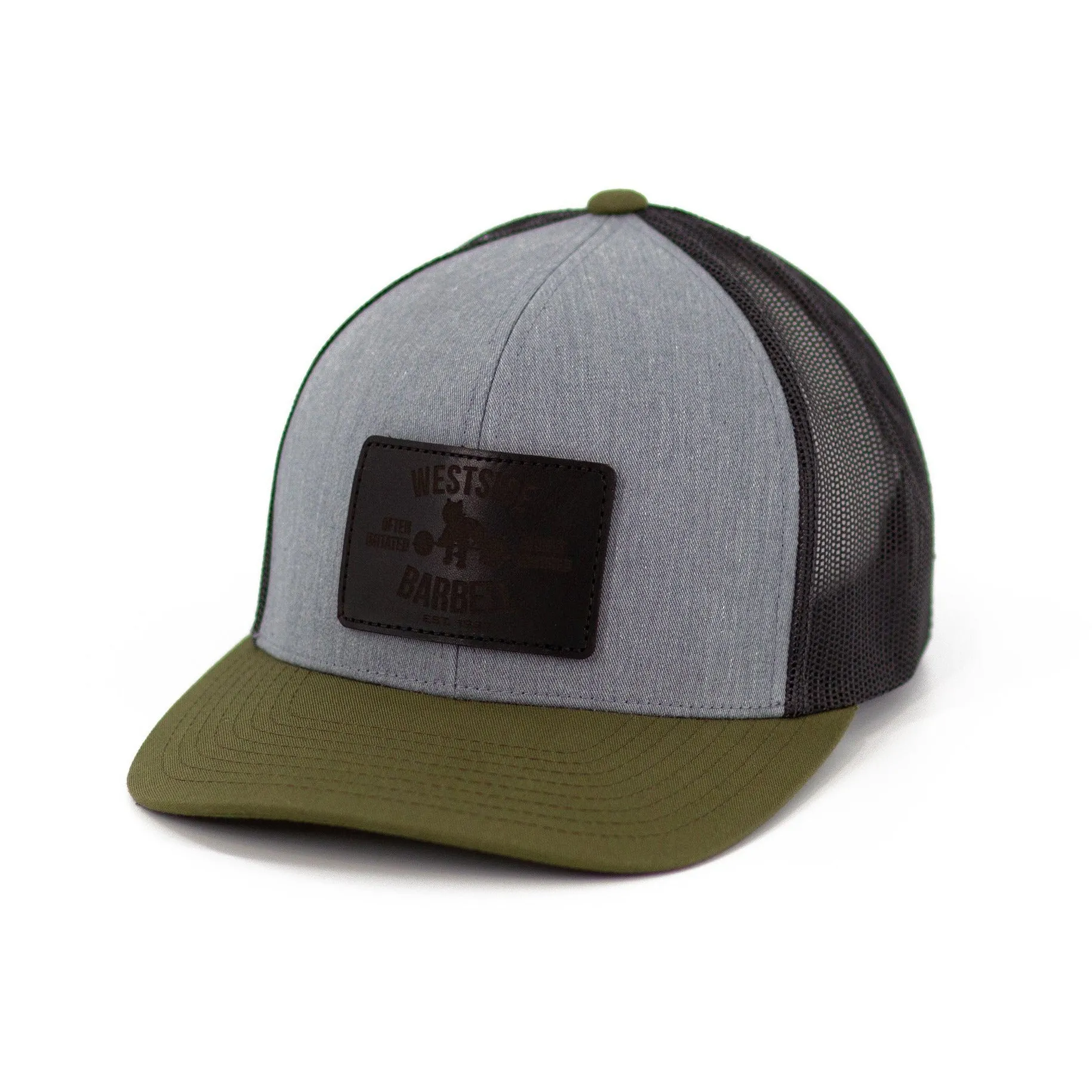 WSBB Trucker Snapback Hat - Heather Grey/Moss Green